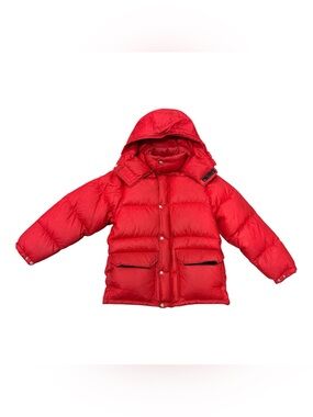 Vintage 70s The North Face Brown Label Red Down Puffer Hooded Jacket Size: XS